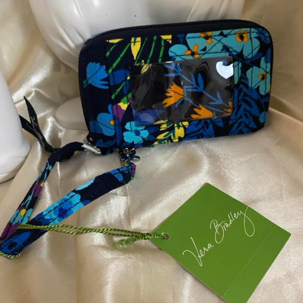 Retired NWT Vera Bradley Midnight Blues All in One Wristlet Floral ID Wallet